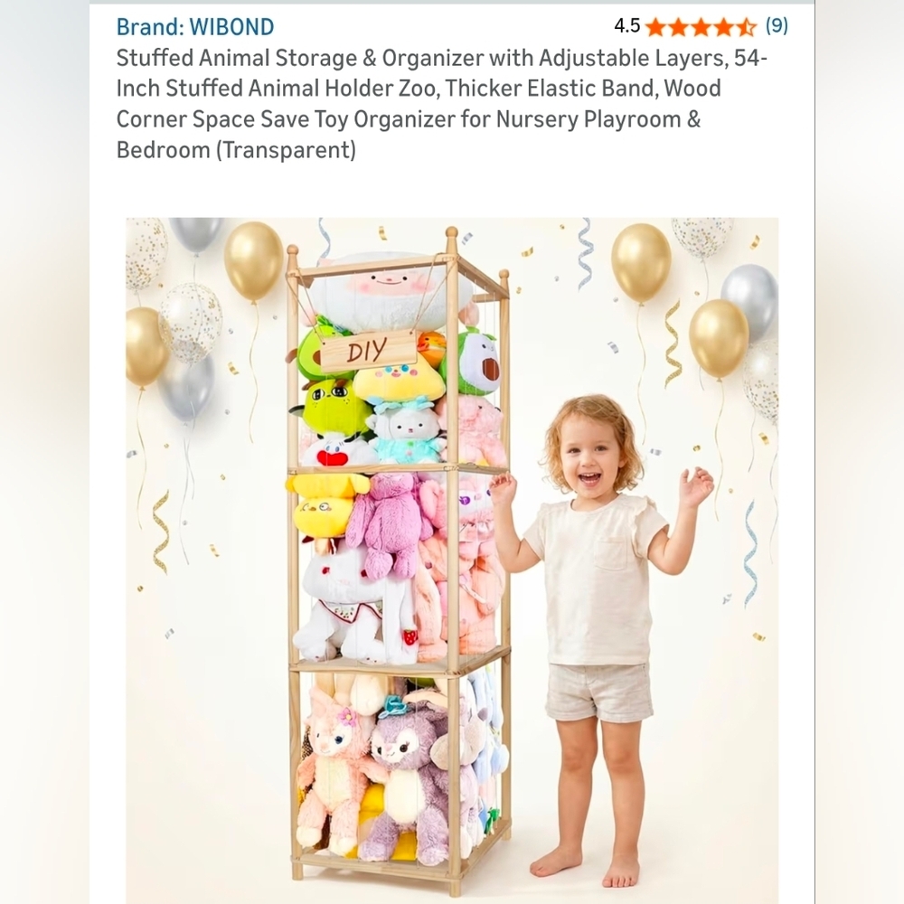 Transparent Toy Organizer with Stuffed Animals